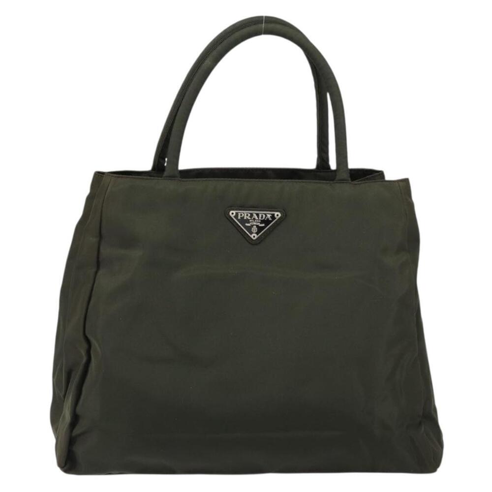 PRADA Tote Bag Nylon Khaki Silver Auth bs30343 - Picture 13 of 16